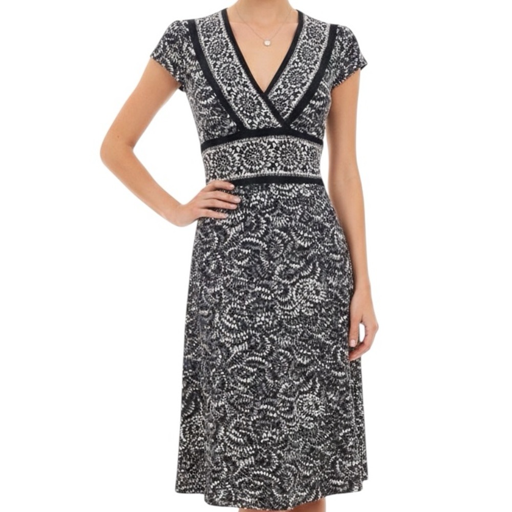 BCBG Maxazria V-Neck Patterned Dress